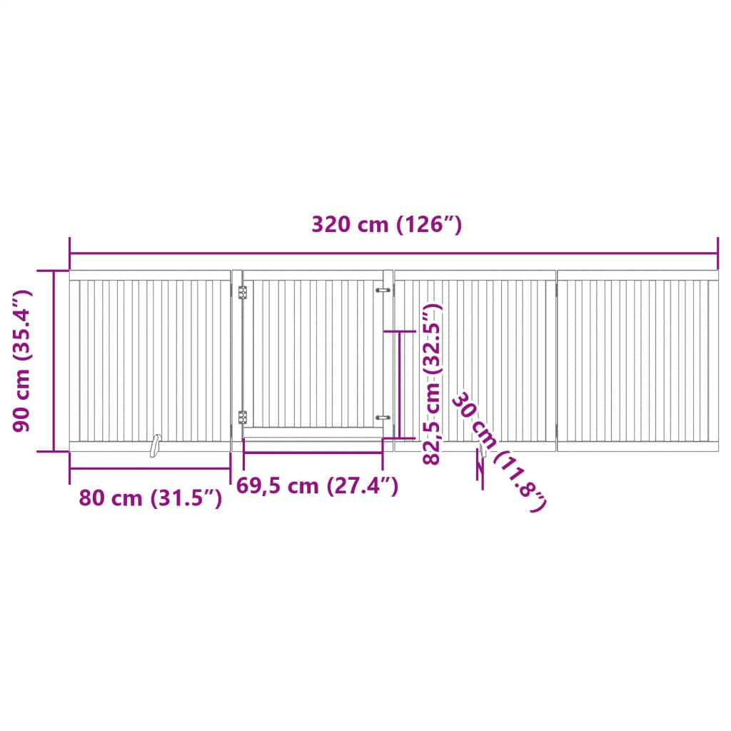Vidaxl Puerta Para Perros Plegable 4 Paneles Madera Álamo Marrón 320cm_2