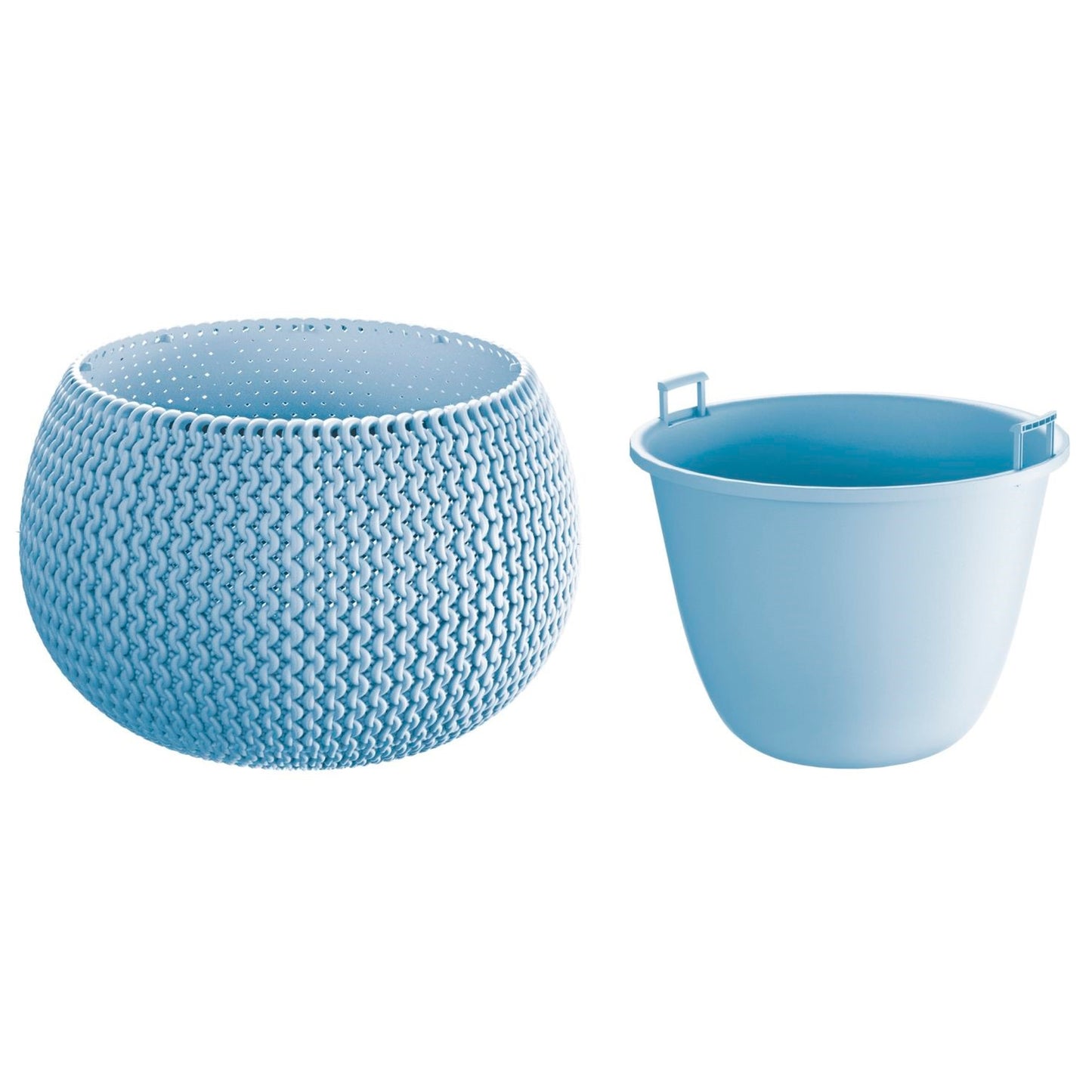 Maceta Redonda Con Deposito Splofy Bowl De Plastico En Color Gris Hielo 37 (largo) X 37 (ancho) X 21 (altura) Cm_0