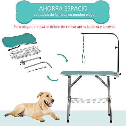 Pawhut Mesa De Aseo Para Mascotas Plegable Ajustable Forma De Hueso_5