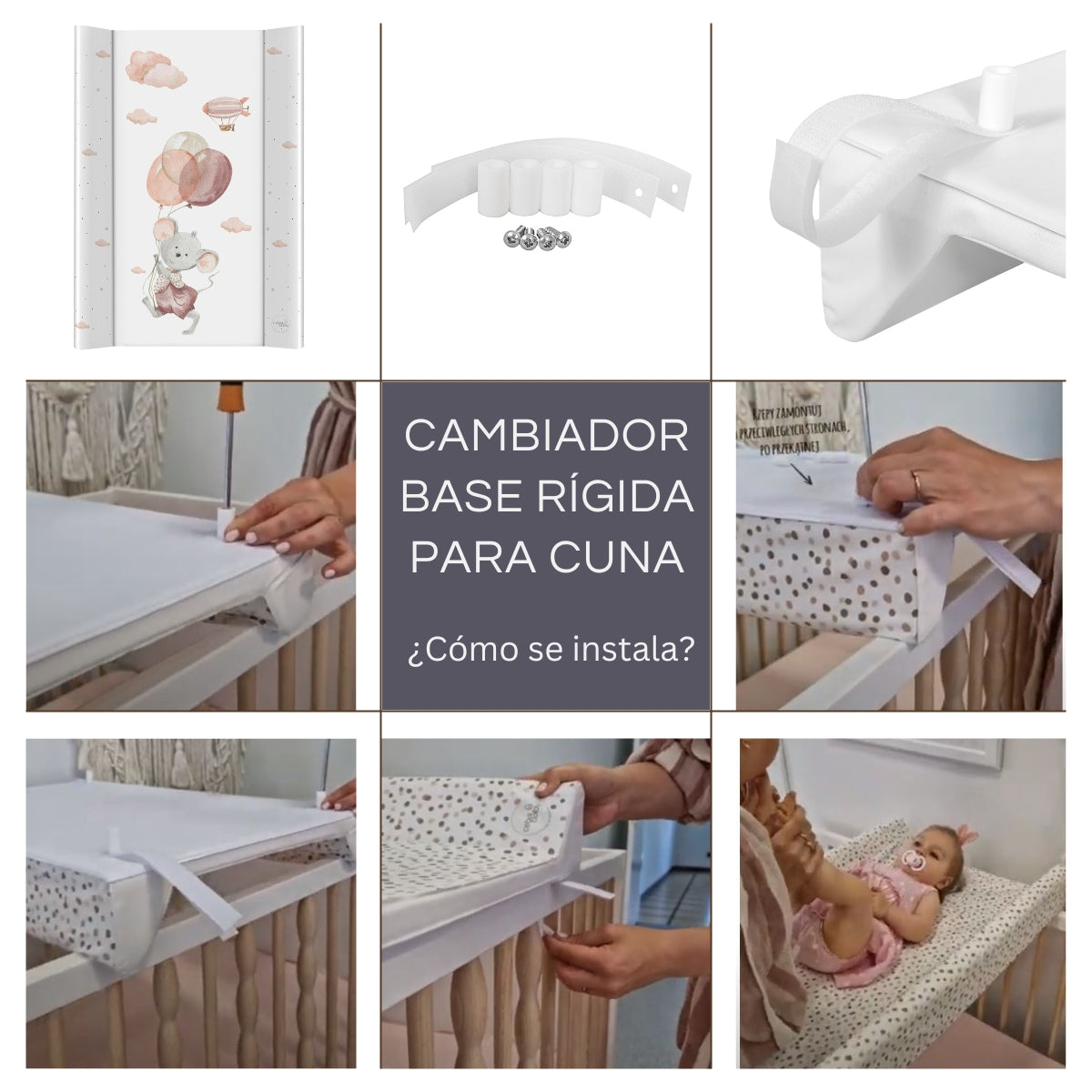 Cambiador Base Rígida Para Cuna Basic Balloons_2