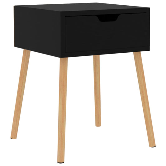 Mesita De Noche Madera De Ingeniería Negra 40x40x56 Cm_0