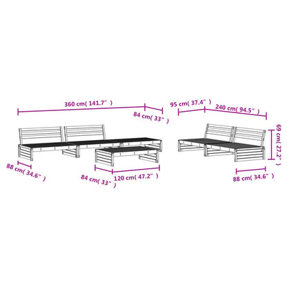 Vidaxl Juego De Muebles De Jardín 6 Piezas Madera Maciza Pino Blanco_5