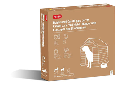 Keter Caseta De Perro Marron Exterior Grande Para Jardín Y Terraza Hecha En Resina Resistente 95x99x99 Wxdxh Cm_3