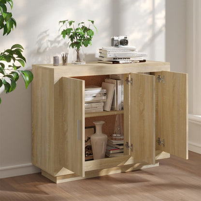 Aparador De Madera Contrachapada Color Roble Sonoma 92x35x75 Cm / Vetonek_3