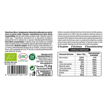Cápsulas de Maca Bio EXPERIENCE Naturgreen 120 cápsulas