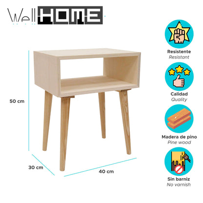 Well Home - Mesa Mercury Sin Barniz 40x30x50cm_1