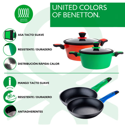 Set De 2 Cacerolas Con Tapa 24/28cm + Juego De 2 Sartenes 20/24cm Benetton._1