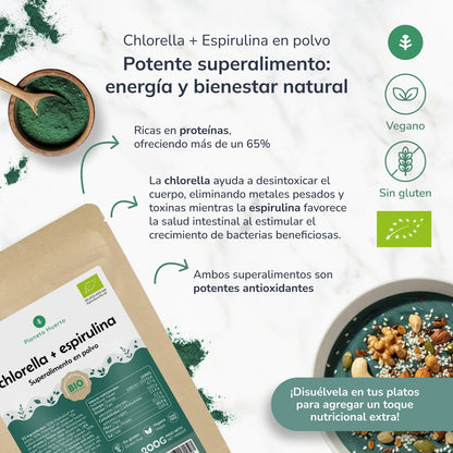 Clorela + Spirulina em pó Planeta Huerto 200 g