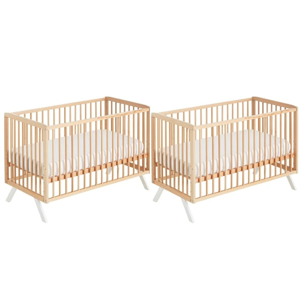 Cuna Gemelar Koala Estilo Nórdico Natural, Colecho Y Evolutiva, Desde El Nacimiento Hasta 3 Años, Incluye 2 Unidades_2