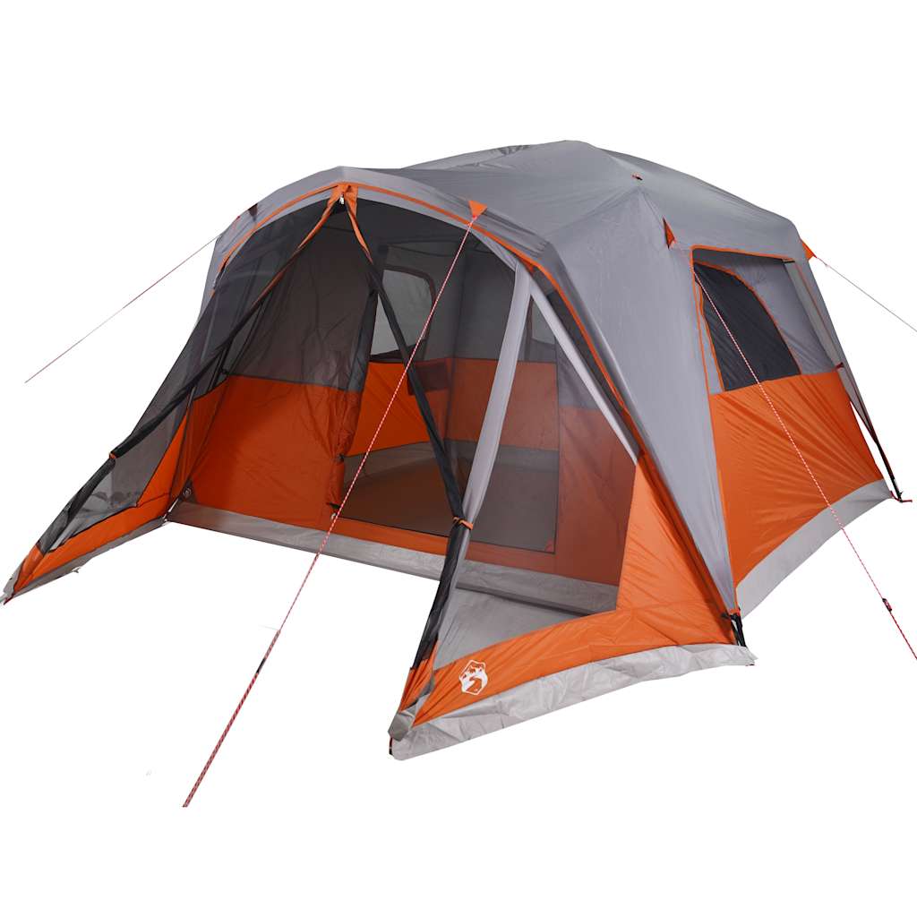 Tienda Familiar Con Porche 4 Personas Impermeable Gris Naranja_3