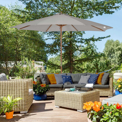Outsunny Sombrilla Jardín Ø300x250 Cm Con Techo Ventilado Y Poste Madera Gris_1