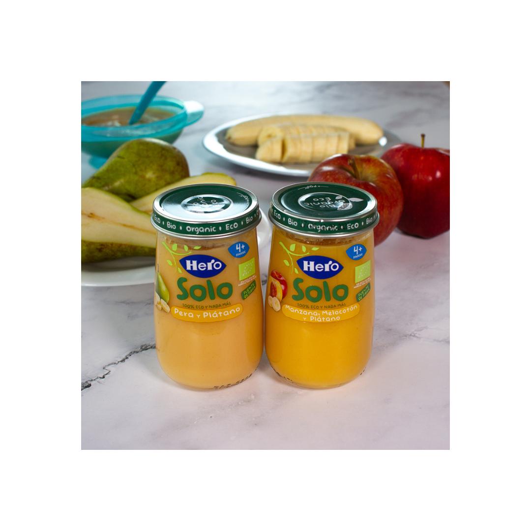 Maçã, Pêssego e Banana Biológica Pote 190 g - Hero Baby