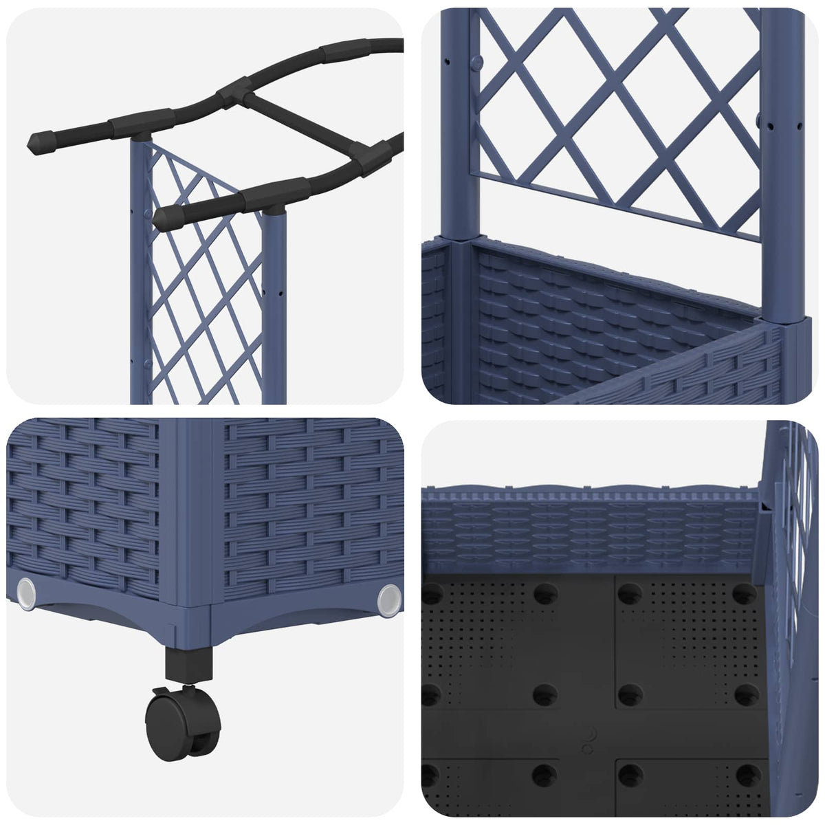 Cama Elevada Con Trellis Y Techo Gris 207 X 40 X 129 Cm Pp_5