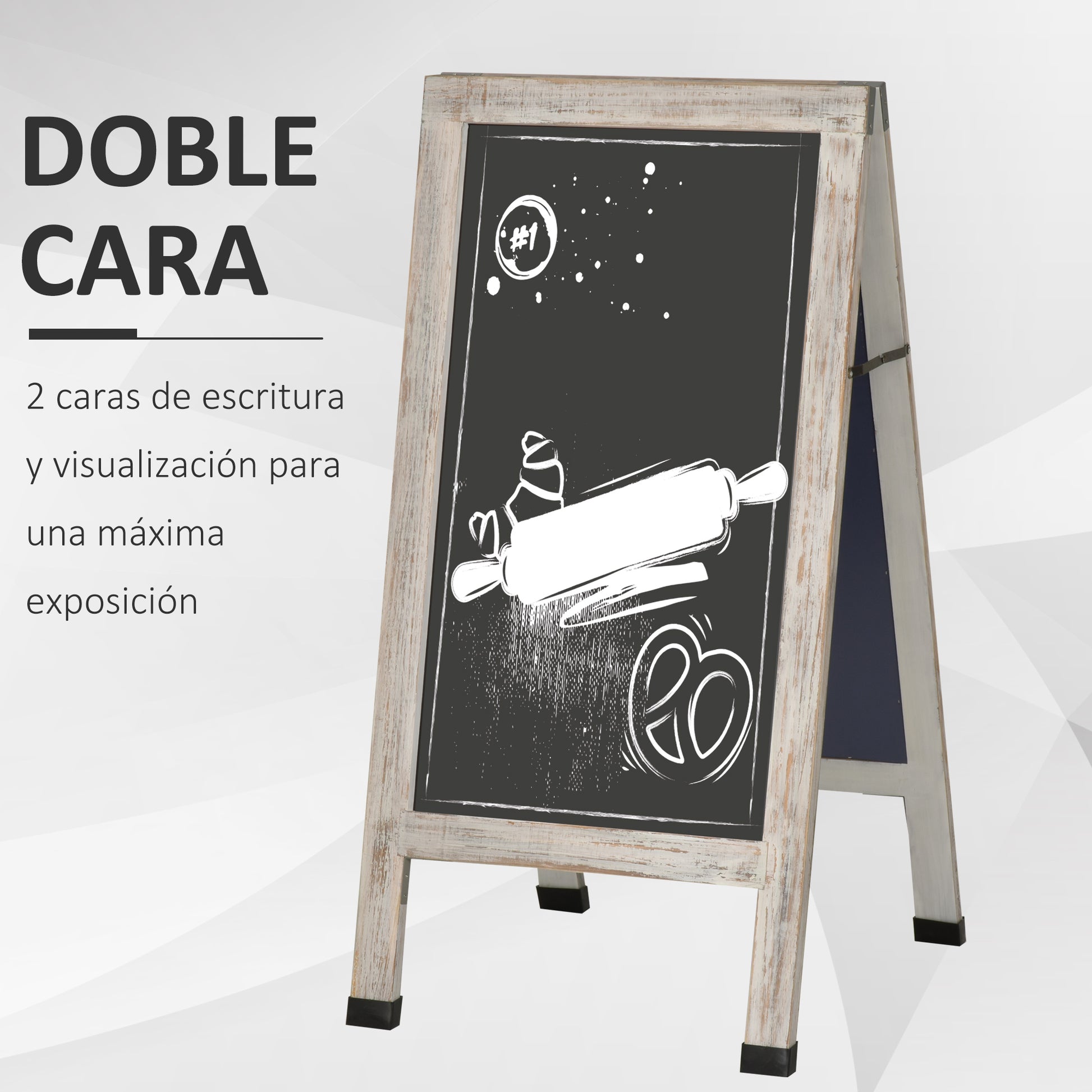 Vinsetto Pizarra De Pie Magnética Y Plegable Con Doble Cara Marco De Madera_5