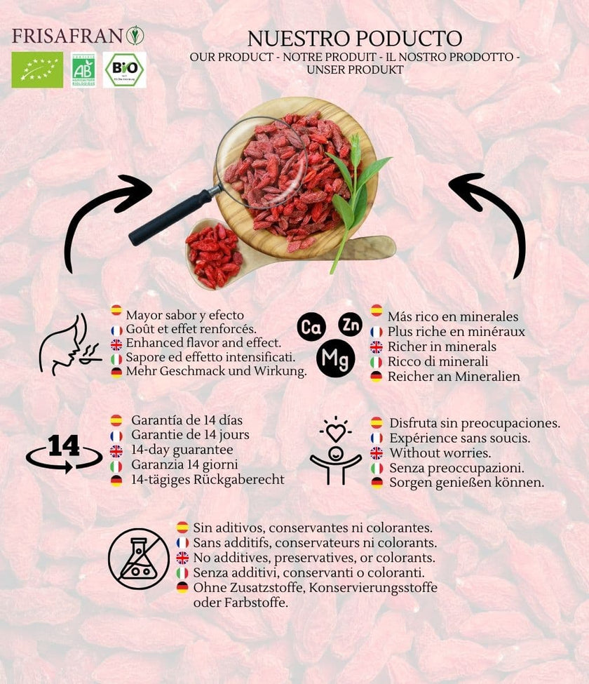 Bayas De Goji Deshidratadas Eco - Calidad Y Sabor | Frisafran 200 G_3