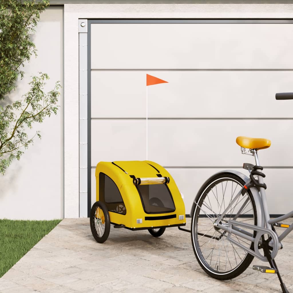 Remolque De Bicicleta Mascotas Hierro Tela Oxford Amarillo_1