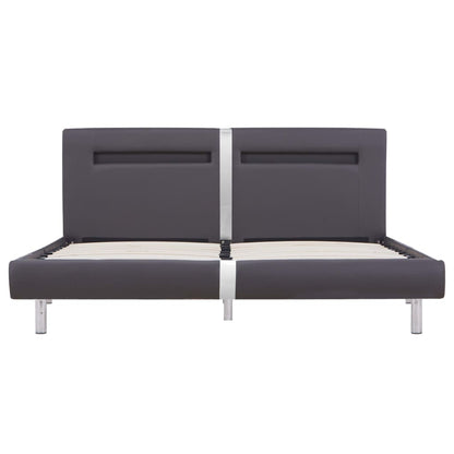Estructura De Cama Con Led Sin Colchón Cuero Gris 180x200 Cm / Vetonek_2