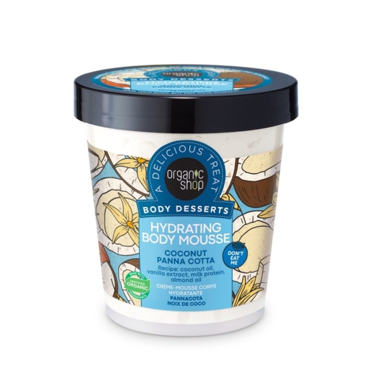 Mousse Hidratante Corporal Panna Cotta de Coco da Organic Shop 450 ml