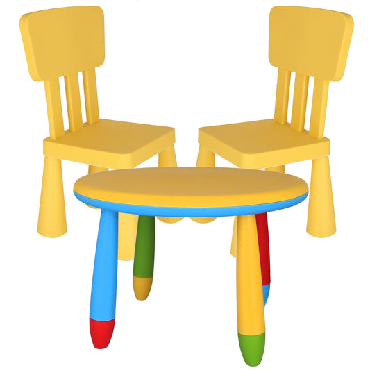Mesita Infantil Rectangular Amarilla, Y 2 Sillas_0