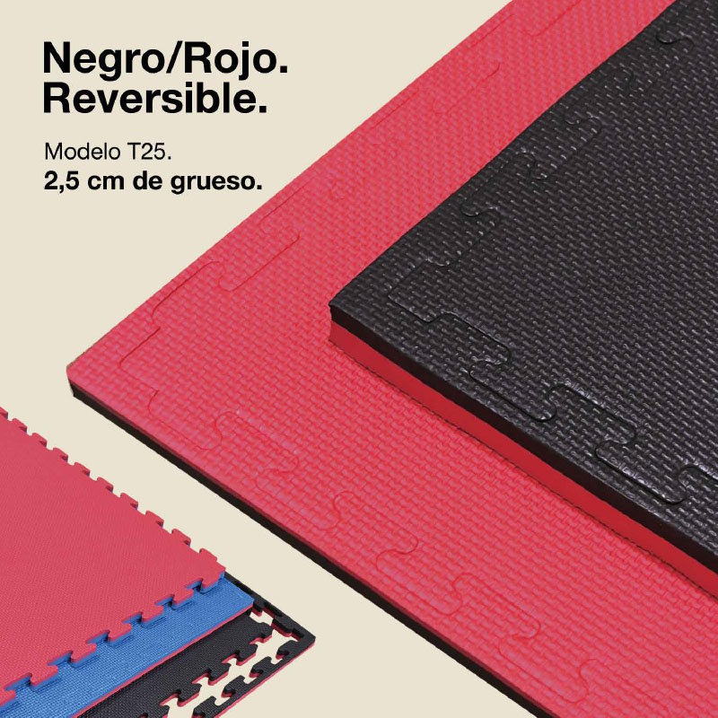 Jowy Tatami Puzzle 2,5cm 100x100cm – Superficie T Negro/rojo_0