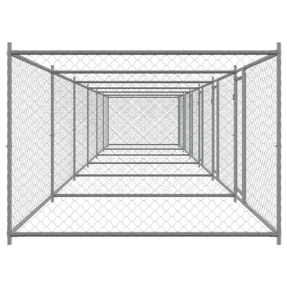Jaula De Perros Con Puertas Acero Galvanizado Gris 12x2x1,5 M_4