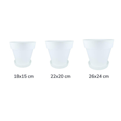 Embalagem de vasos brancos Tes 26 x 24 cm com pires