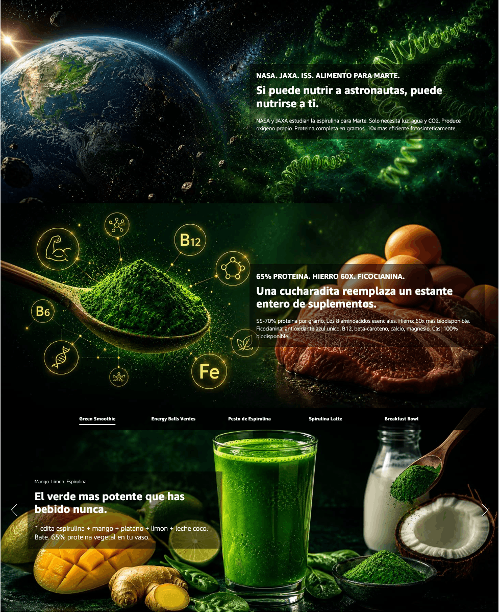 Espirulina En Polvo Bio - 500g | Superalimento Ecológico Vegano Para Batidos, Smoothies Y Zumos, Sin Azúcares Añadidos_4
