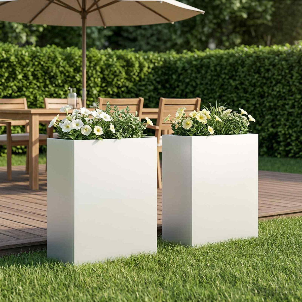 Macetero De Jardín 2 Uds. Blanco 40 X 20 X 50 Cm_1