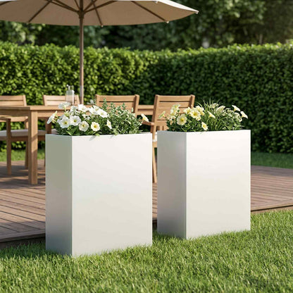 Macetero De Jardín 2 Uds. Blanco 40 X 20 X 40 Cm_1
