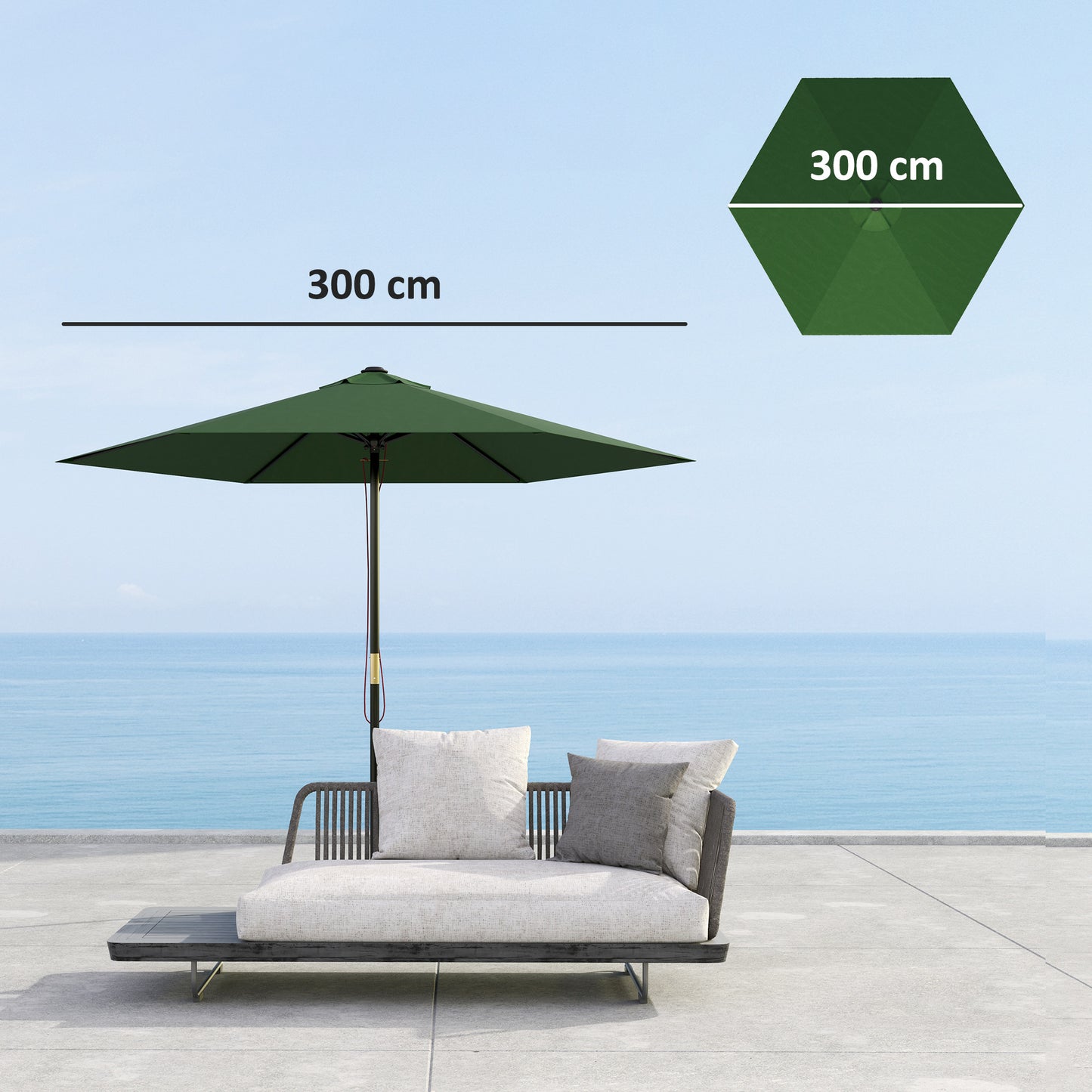 Outsunny Toldo De Recambio De Sombrilla De 3 M Con Ventilación Superior Verde_2