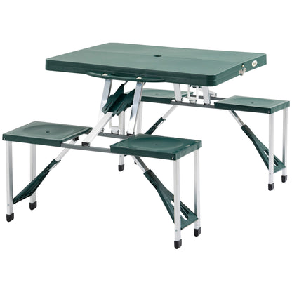 Outsunny Mesa Plegable De Camping Con 4 Asientos Agujero Para Sombrilla Picnic_0