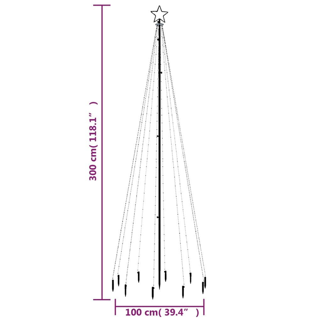 Vidaxl Árbol De Navidad Con Pincho 310 Led Blanco Cálido 300 Cm_2
