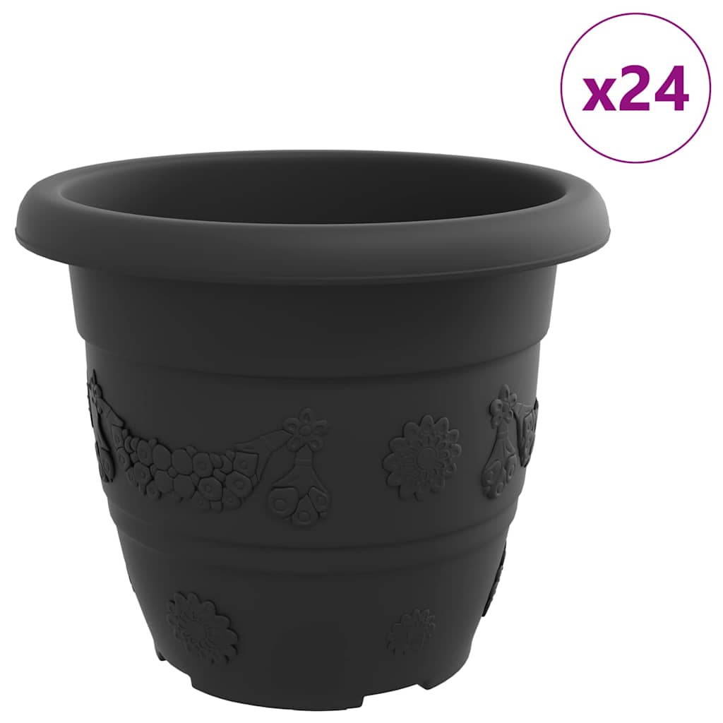 Maceta Redonda Para Flores 24 Uds. Negro Ø 30 X 25 Cm Plástico_0