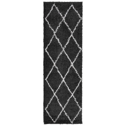 Alfombra De Pelo Largo Moderna Pamplona Negro Y Crema 80x250 Cm / Vetonek_4