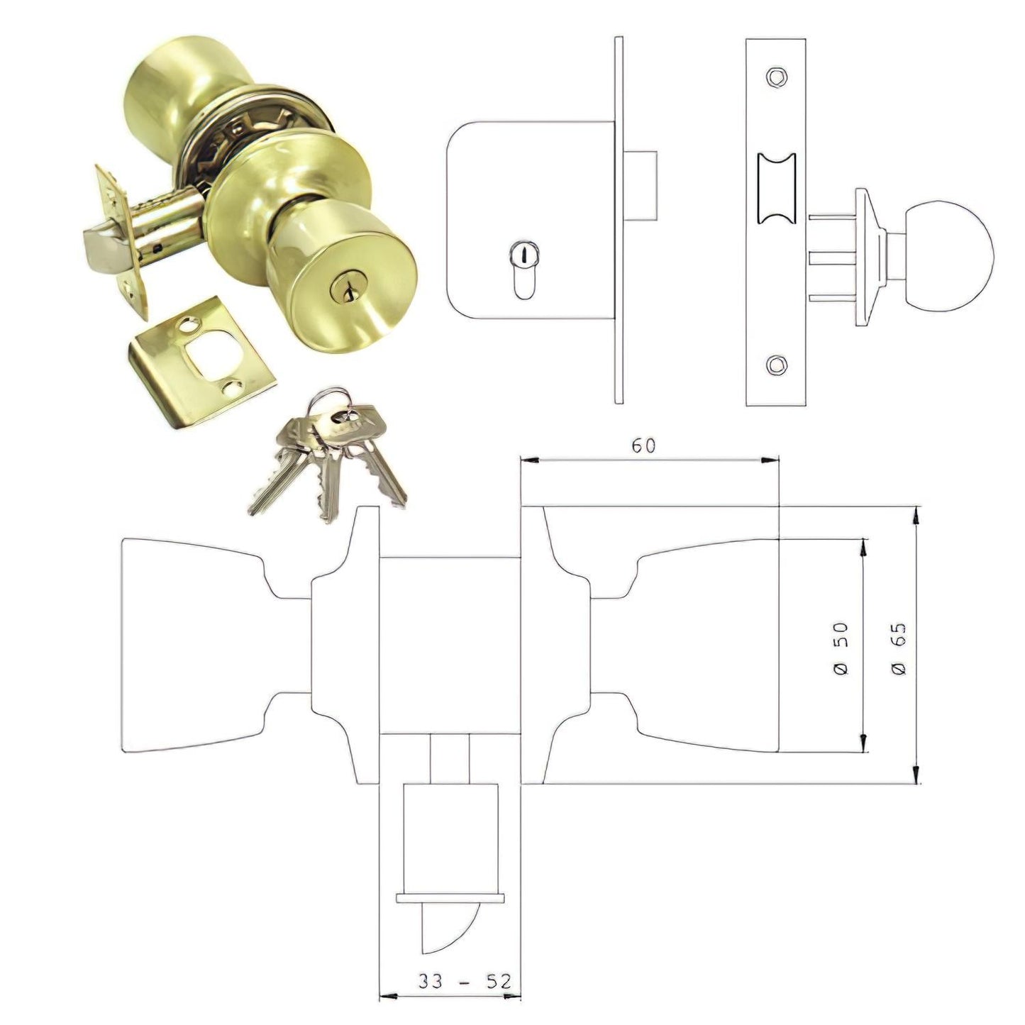 Cerradura 3520-50 Laton Mate 2520_0