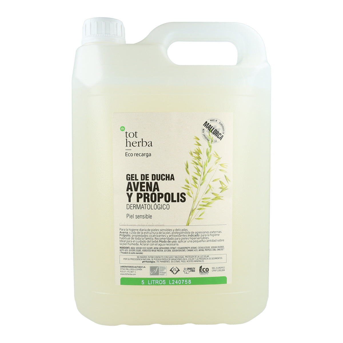 Gel de banho dermatológico de aveia Tot Herba 5L