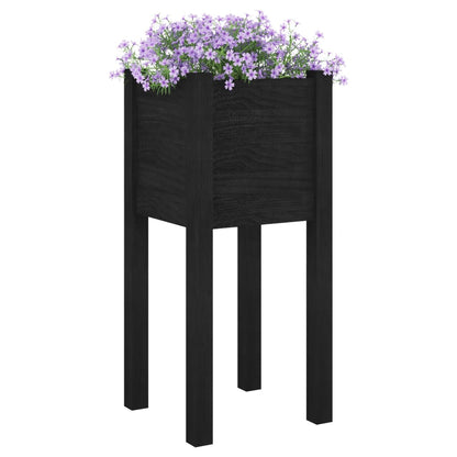 Jardinera De Madera Maciza De Pino Negro 31x31x70 Cm_2