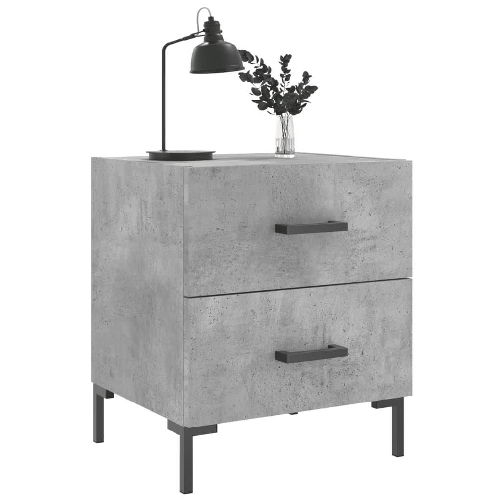 Mesita Noche 2 Uds Madera Ingeniería Gris Hormigón 40x35x47,5cm_1