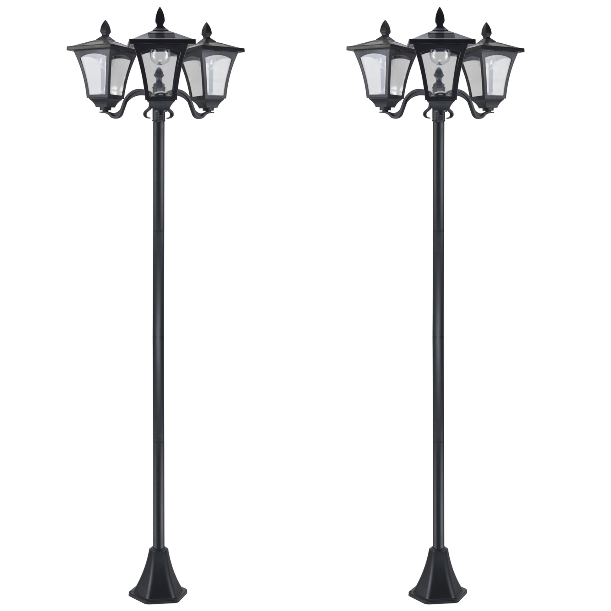 Outsunny Conjunto De 2 Farolas Solares De Exterior 51,5x47x182,5 Cm Negro_0
