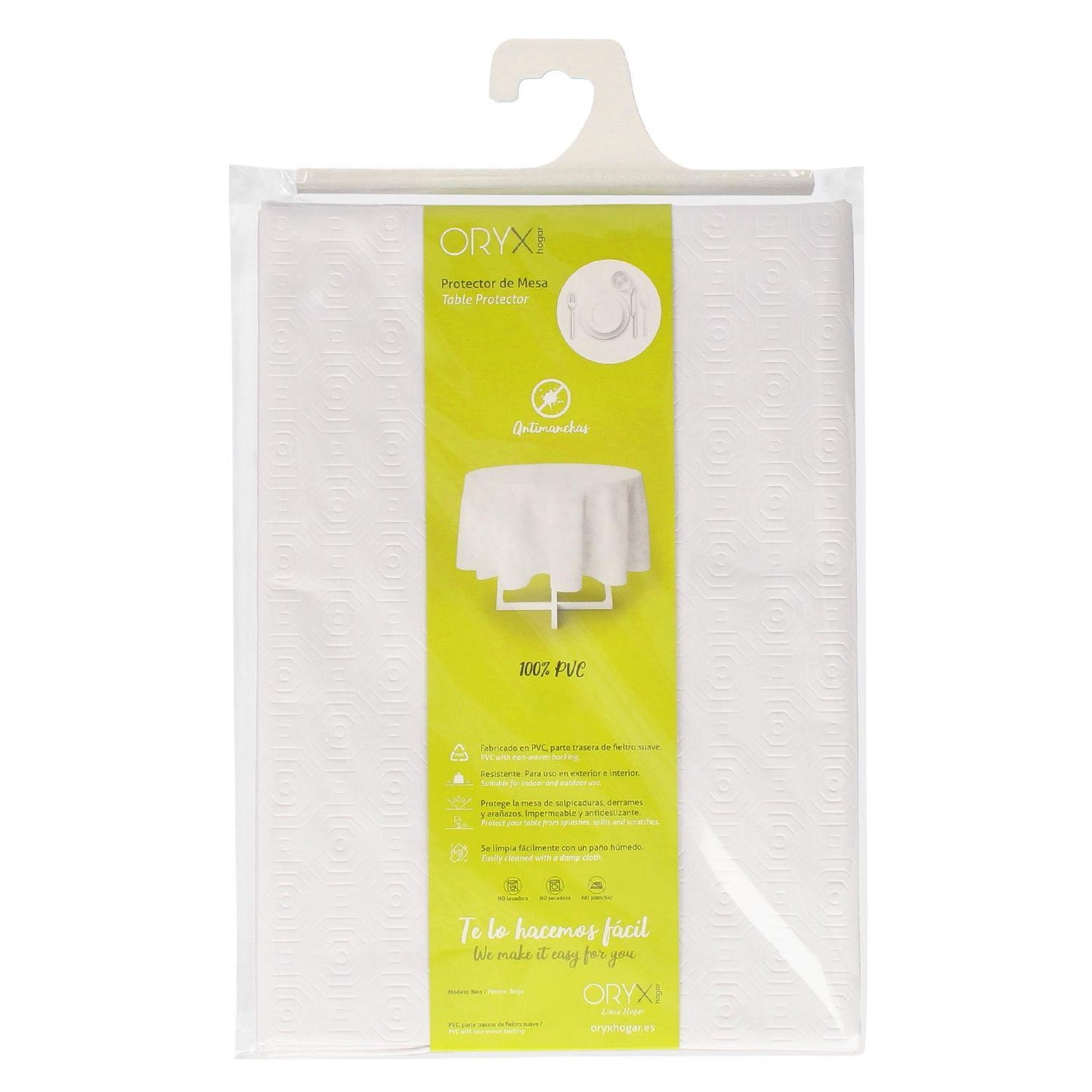 Mantel Hule Muleton Redondo Blanco Impermeable Antimanchas Pvc Ø 140 Cm. Uso Interior Y Exterior_2