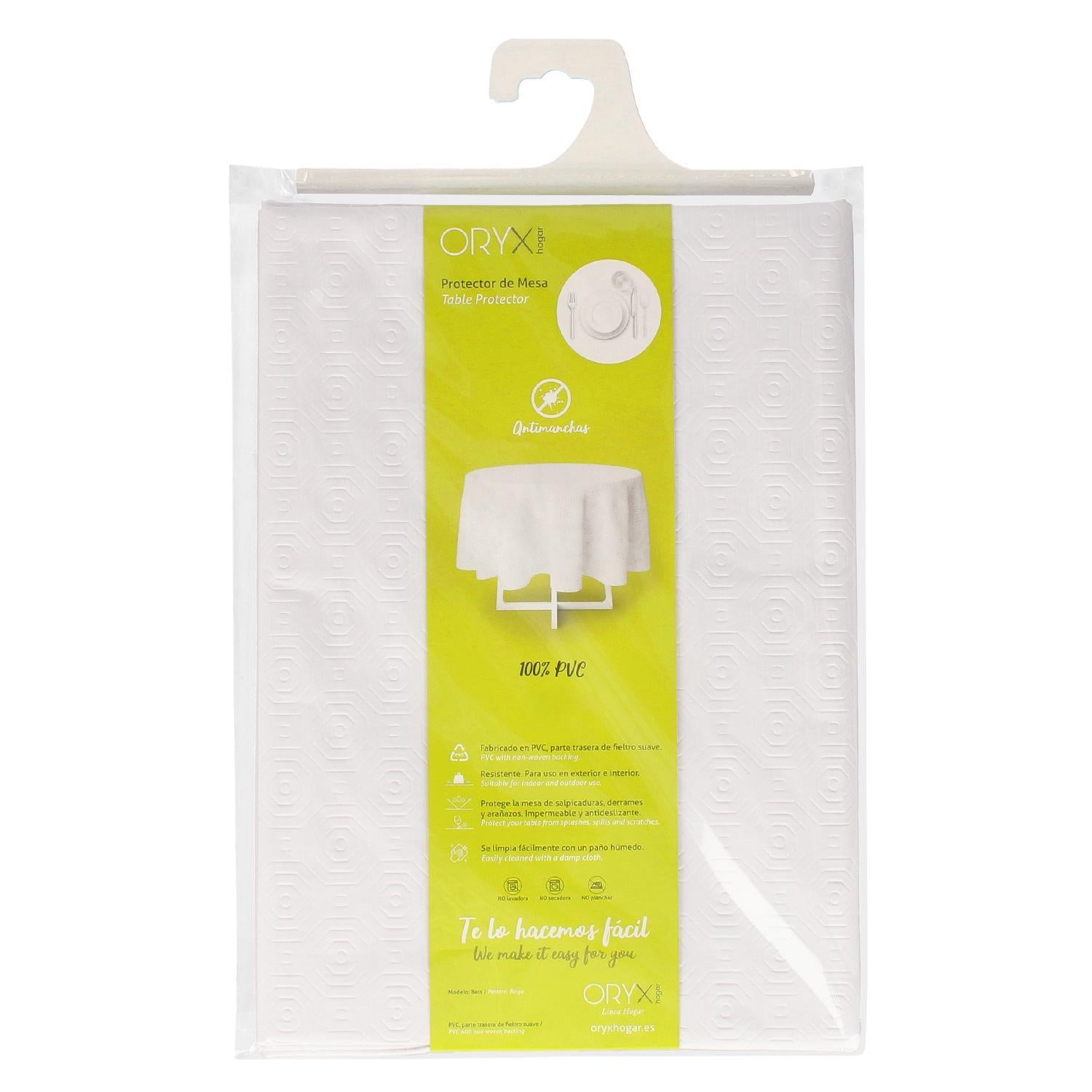 Mantel Hule Muleton Redondo Blanco Impermeable Antimanchas Pvc Ø 140 Cm. Uso Interior Y Exterior_3