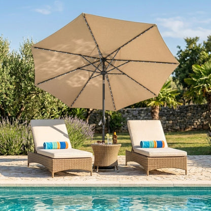 Parasol Led Inclinable De 2,7 M – Beige_3