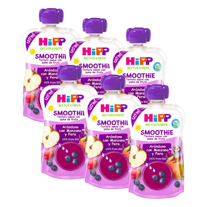 Pack de 6 Smoothies de Mirtilo com Maçã e Pêra 120g BIO HiPP