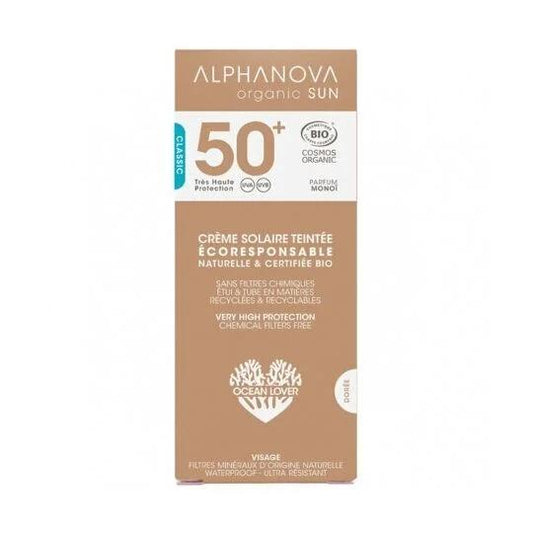 Protetor Solar Facial FPS 50+ com Cor Alphanova 50 ml.