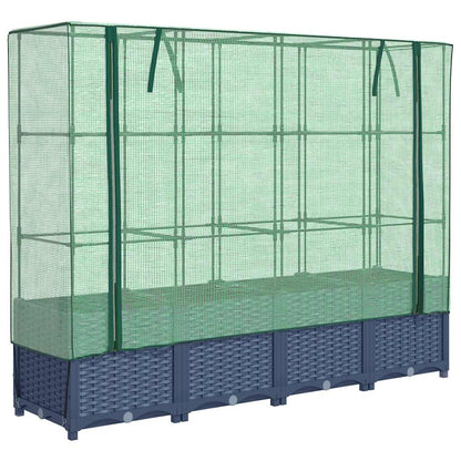 Jardinera Elevada Con Cubierta De Invernadero Aspecto Ratán 160x40x138 Cm_0