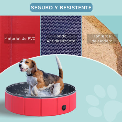 Pawhut Piscina Plegable Para Perros Gatos Bañera Portátil Antideslizante Ø80x20_5