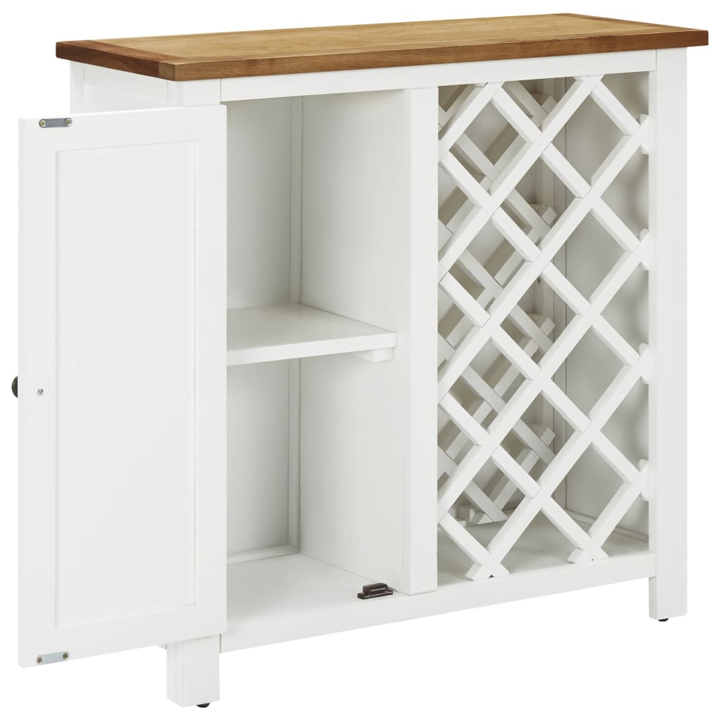 Mueble Botellero De Madera Maciza De Roble 80x32x80 Cm_1