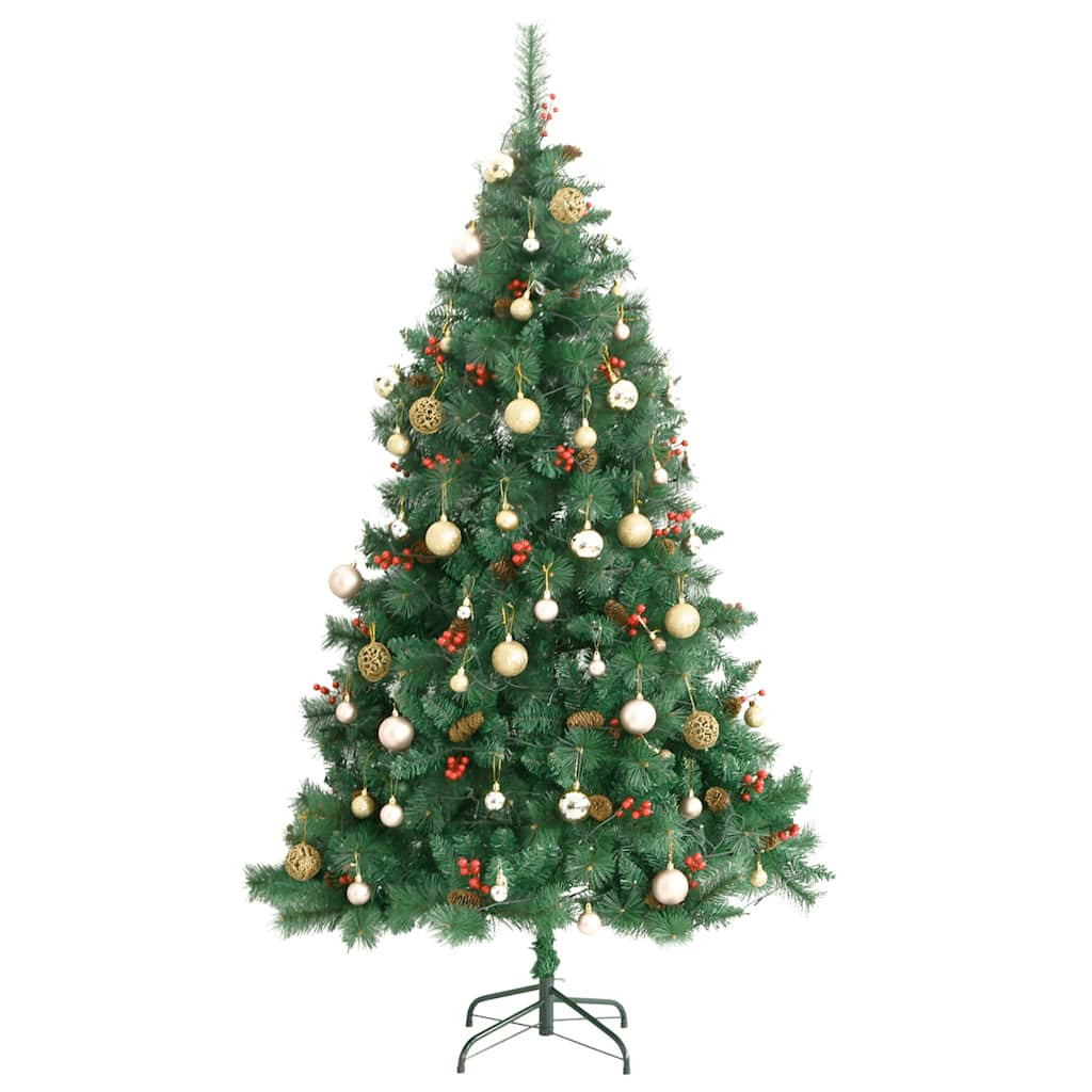 Vidaxl Árbol De Navidad Artificial Con Bisagras 300 Led Y Bolas 210 Cm_3