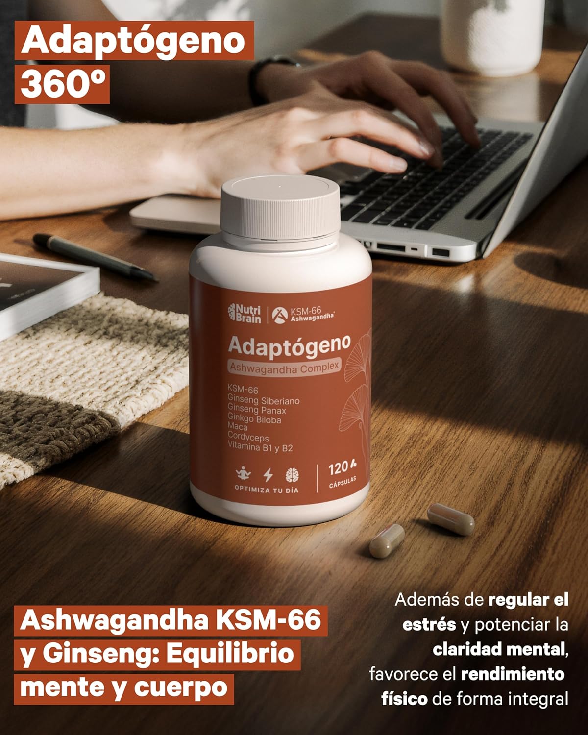 Ashwagandha Complex 8en1 Ksm-66 Ginseng Maca Nutribrain 120 Cápsulas_2