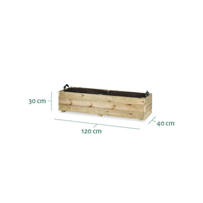 Floreira retangular Ghio 120x40x30 Hortalia